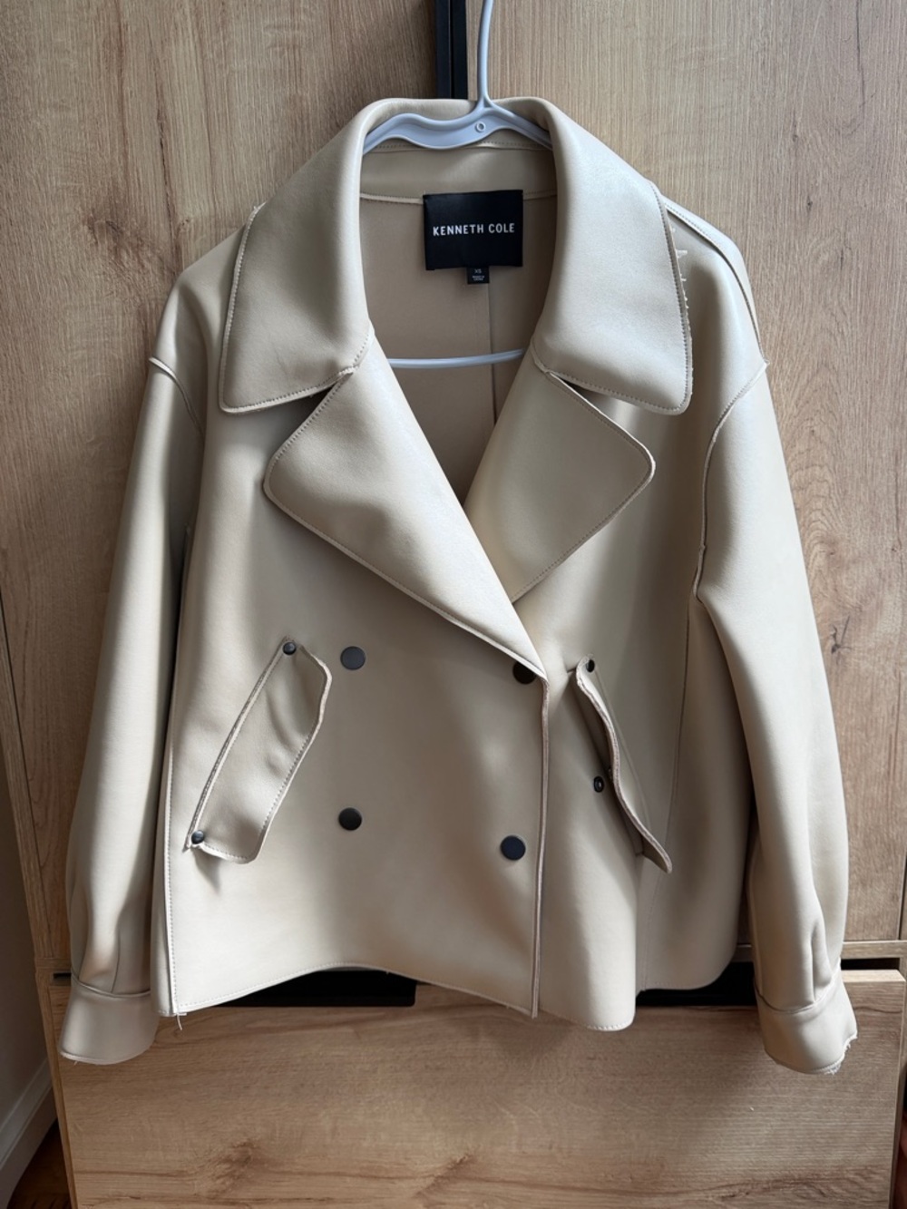 Kenneth Cole Beige Double-Breasted Trench Jacket